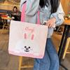 Cute genuine brown bear canvas bag women's new large-capacity zipper student shoulder bag tutoring bag