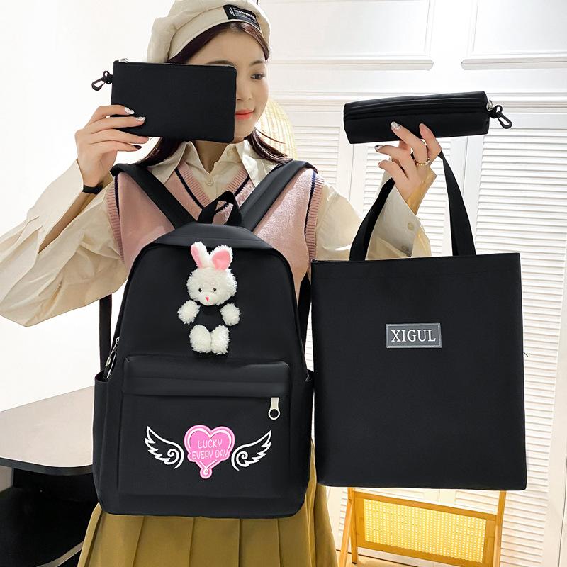 Schoolbag new student backpack Korean version cute little rabbit Japanese campus schoolbag large-capacity set backpack wholesale