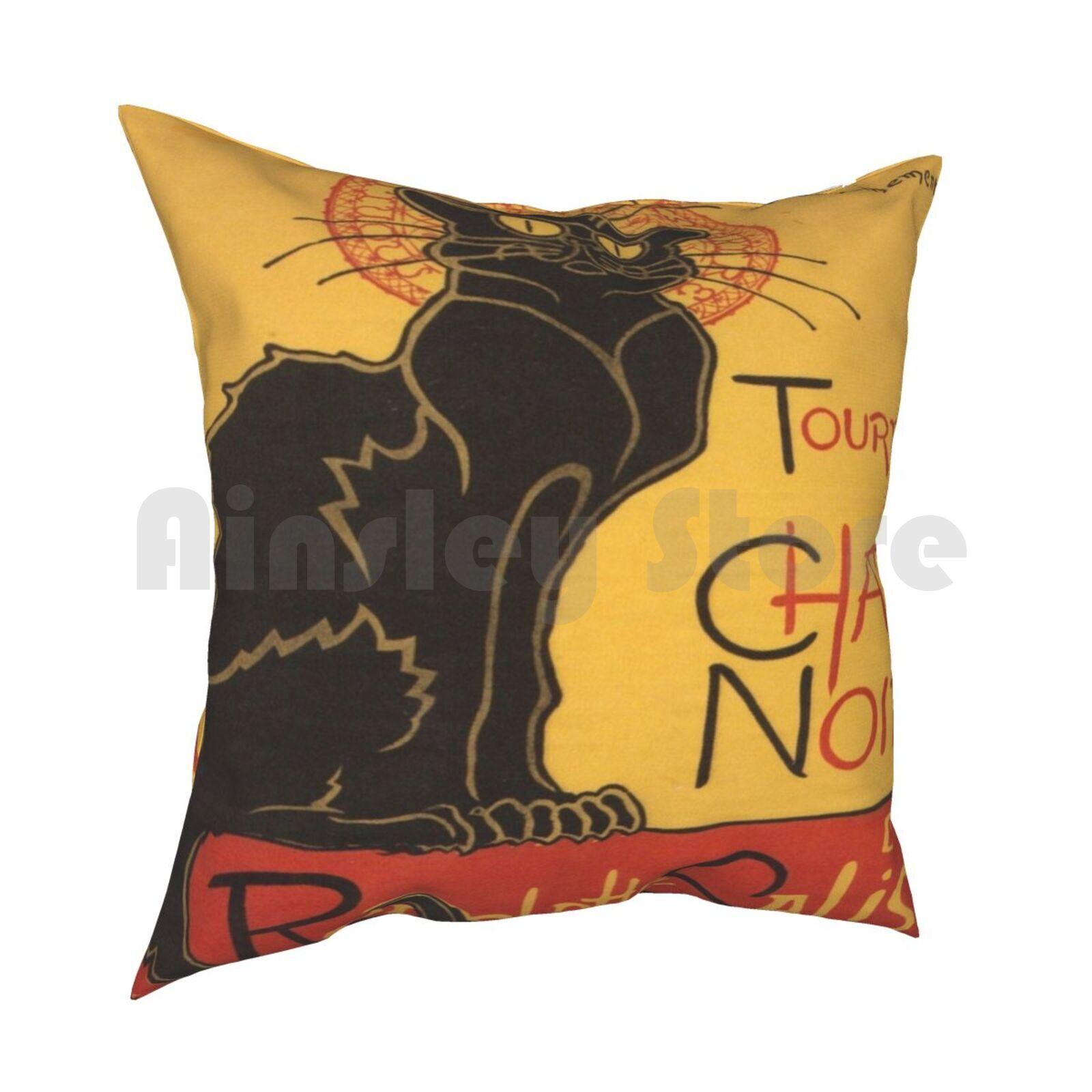 Soon  The Black Cat Tour By Rodolphe Salis Pillow Case Printed Home Soft Throw Pillow Cat Chat Le Chat Black Cat 30cmx30cm