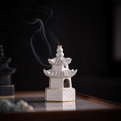 Creative Ceramic Pagoda Incense Burner Household Indoor Small Aromatherapy Burner Agarwood Pagoda Incense Zen Tea Ceremony Accessories Ornament