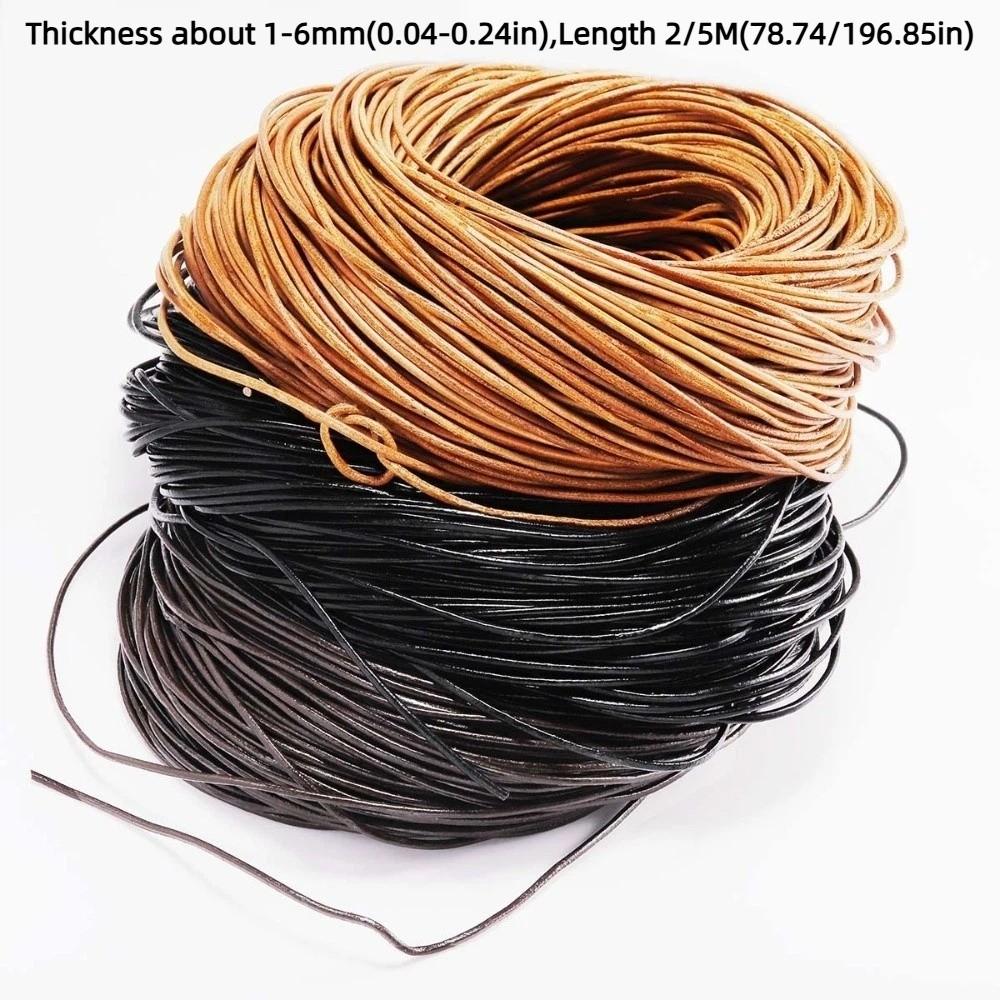 Round Cow Leather Cord 2/5 Meters Bracelet Findings Rope Leather Thong Cord DIY Jewelry Making