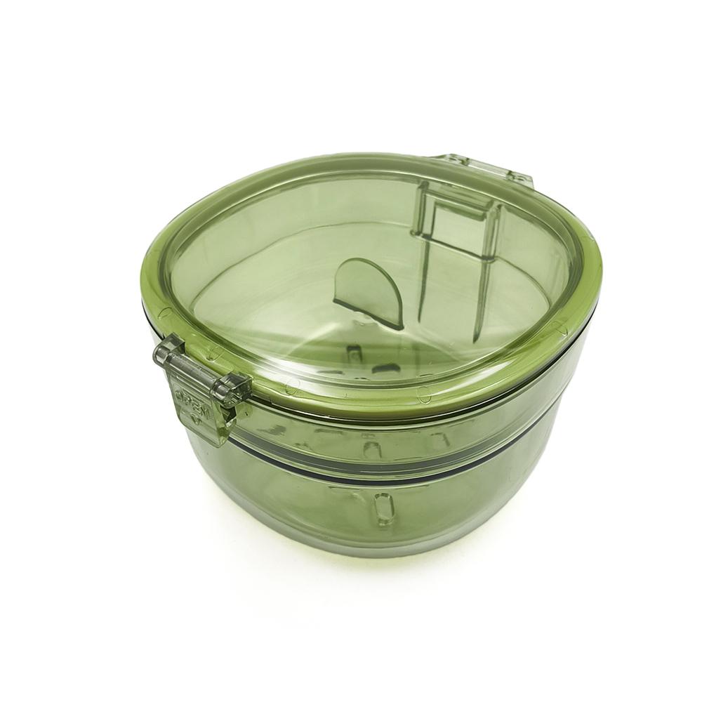 

New Double Layer Braces Box Draining Transparent Denture Cleaning Box Sealed Mini Orthodontic Retainer Case 1 pc Transparent Green