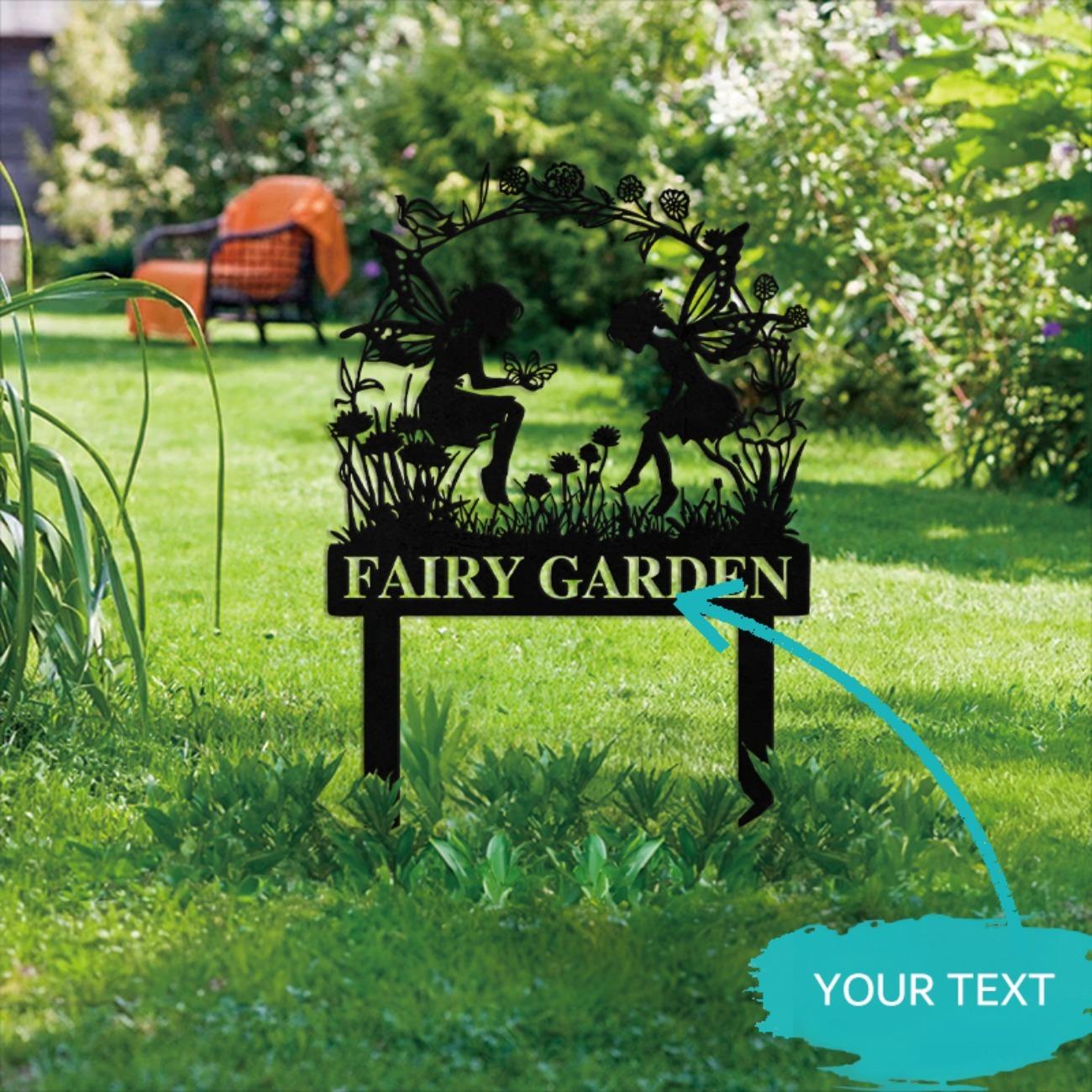 Custom Metal Fairy Garden Sign for Outdoor Decor Personalized Classic Design Pole Mount S