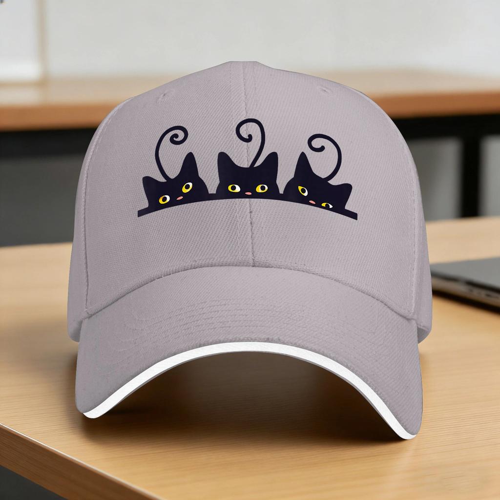 Black Cats Funny Cute Sun Baseball Cap  Summer Stylish Hip Hop Hats For UnisexTeens Kpop Rock Baseball Caps