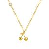 Fashion Accessories, Stainless Steel Zircon Cherry Gold Necklace 2074