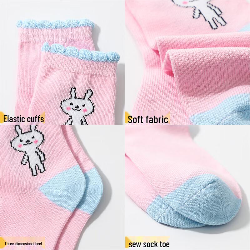 LANGSHA Girls' Mid-Calf Cotton Socks