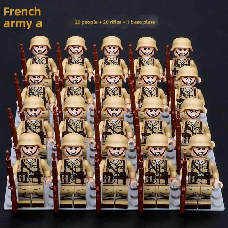 

Small granular building blocks World War II military soldiers, dolls, eight-way Soviet-American volunteer phalanx