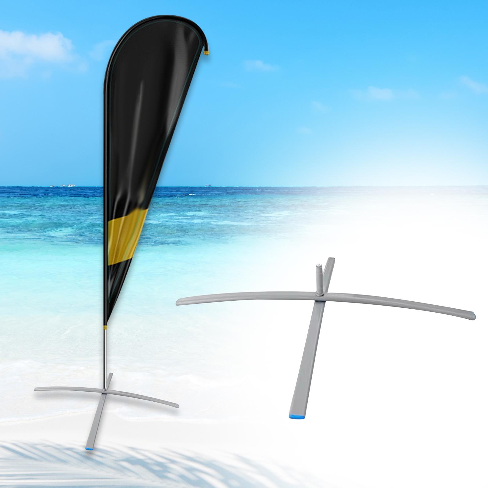 Portable Foldable Beach Flag Stand Durable Iron Base Holder for Outdoor Awning Banner Display