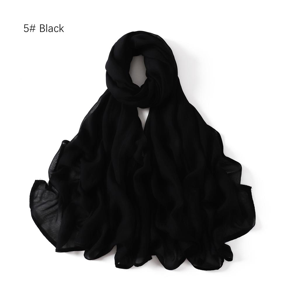 100% Viscose Double Stitches Edge Scarf Hijab Femme Solid Color Long Shawl Muslim Foulard Headscarf Pashmina