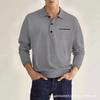 Spring Long Sleeved V-neck Men's Casual Top Polo Shirt