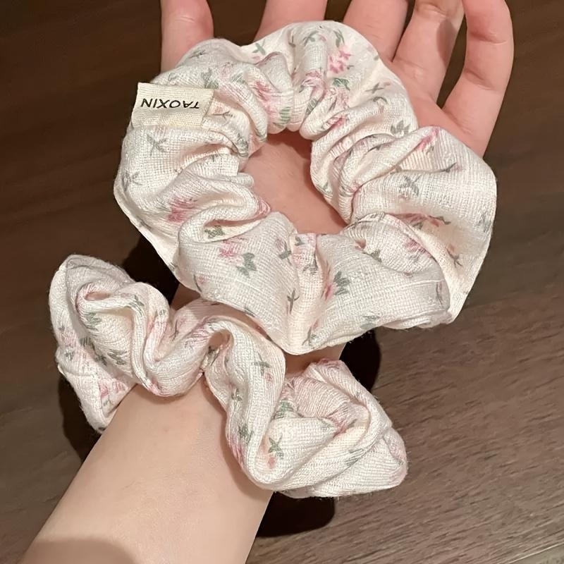 Cute Pink Floral Hair Tie - Soft Fabric, Whimsical Butterfly & Flower Design, Perfect for Ponytails & Buns, Stylish Accessory