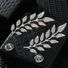 1 Pair Retro Collar Brooches Tree Leaf Wolf Rhinestone Fashion Lapel Pin For Men Women Shirts Suits Clothes Decor Jewelry Gift