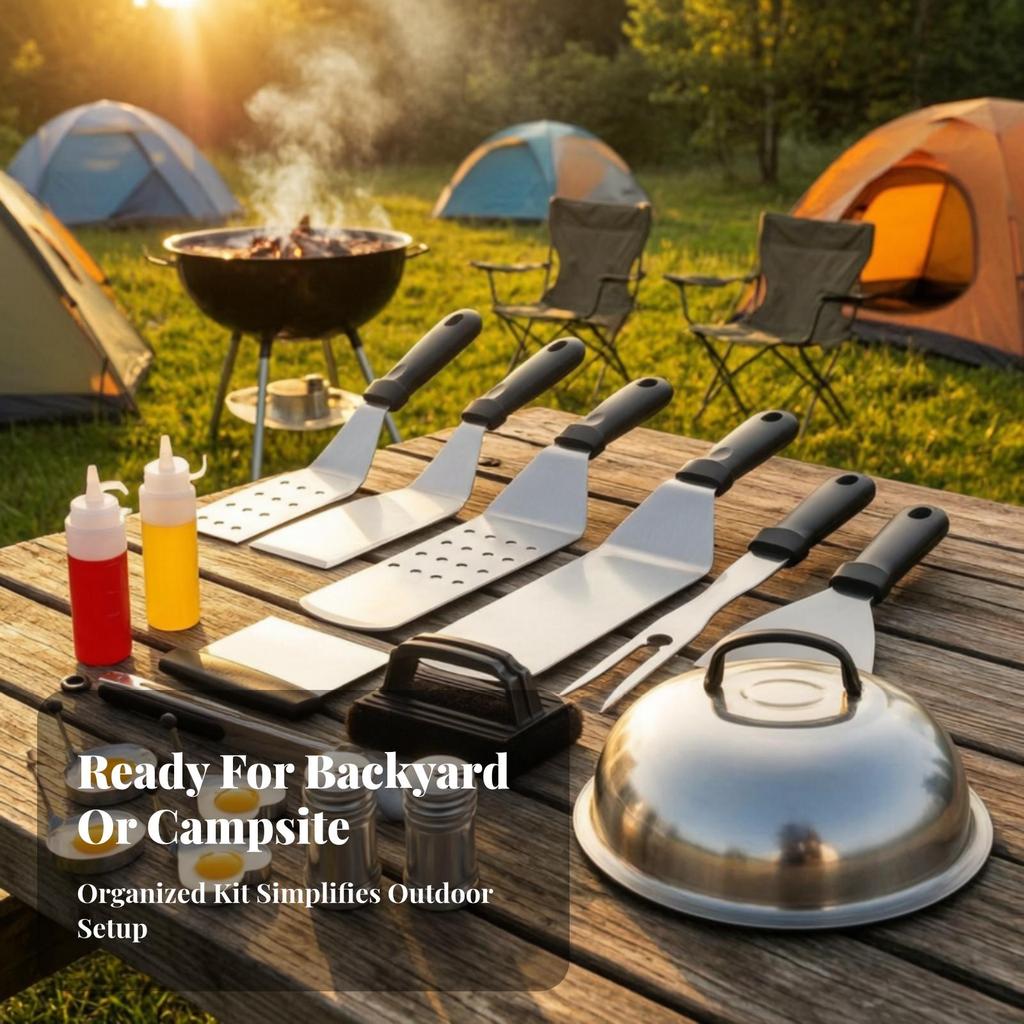 Flat-Surface Griddle Tools Kit Heavy Duty Stainless Steel