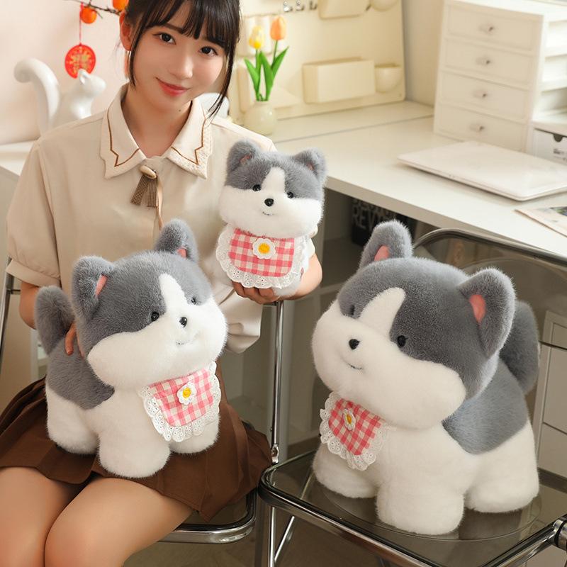 Bib Puppy Doll Cute Husky Doll Puppy Plush Toy Girl Sleeping Pillow Rag Doll