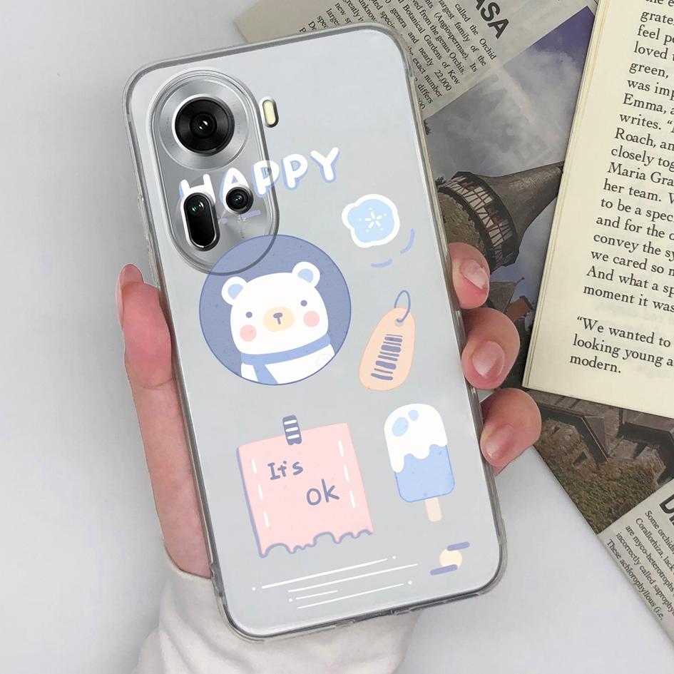 Kryty a pouzdra pro OPPO Realme P1 12 Lite Pro Find X7 Ultra Reno 11 Roztomilá sova kočka Průhledné pouzdro na telefon Ochranná fólie Měkké TPU silikonové pouzdro pro OPPO