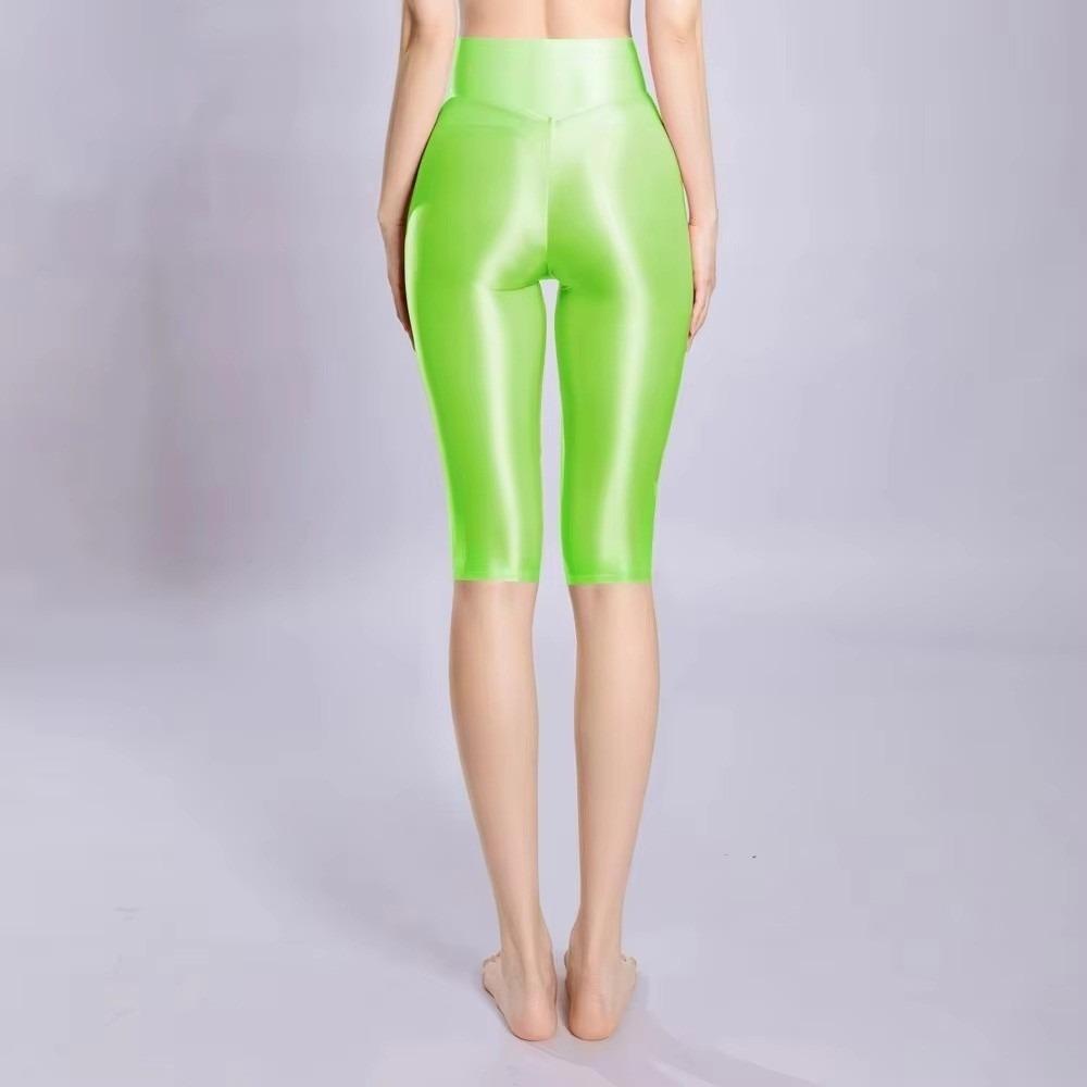 Shorts brillants longueur genou Collants pêche pour hanches Legging Pantalons de yoga fins Pour le fitness les joggeurs