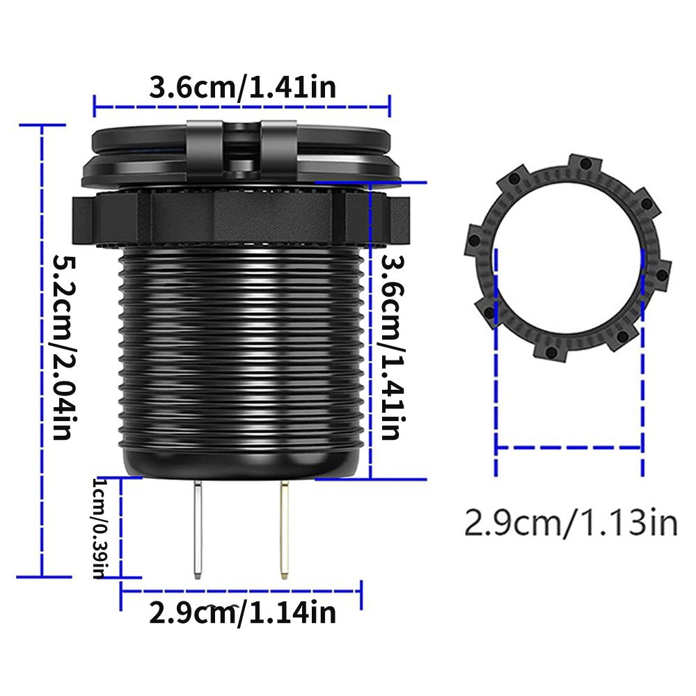 Car Charger QC3.0 Dual USB Cigarette Lighter Socket Waterproof With Voltmeter Switch Quick Charge Adapter 12/24V Car Accessories