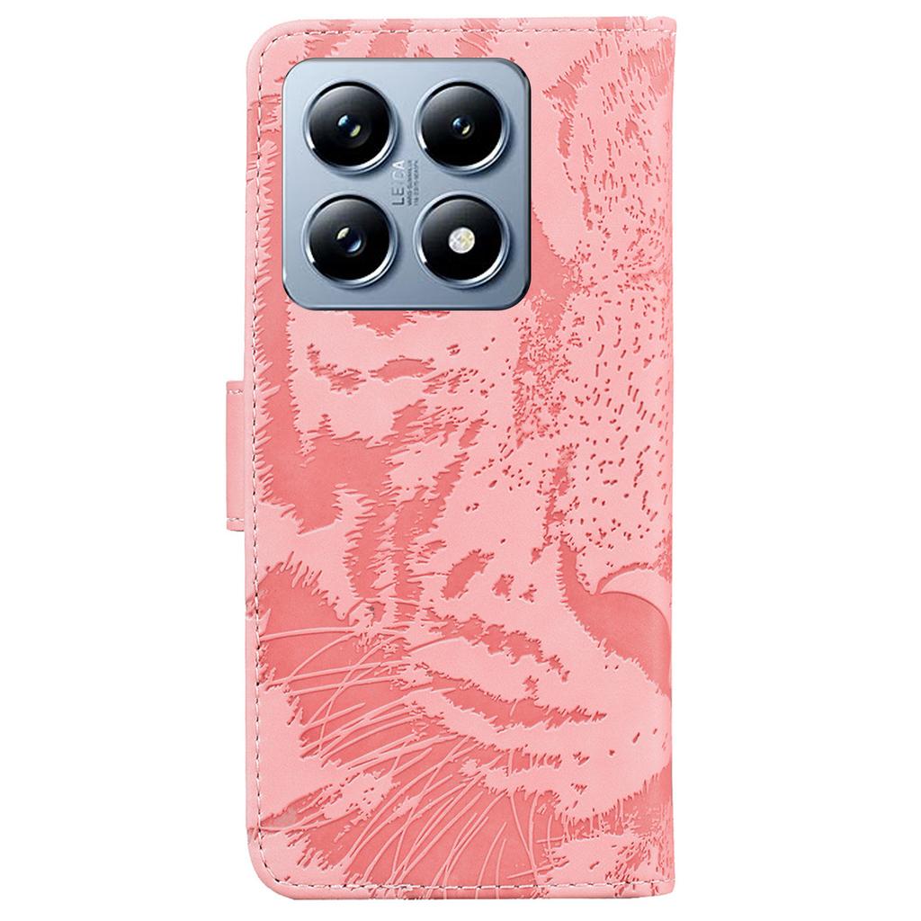 For Xiaomi 14T Case Tiger Imprint Leather Wallet Phone Cover