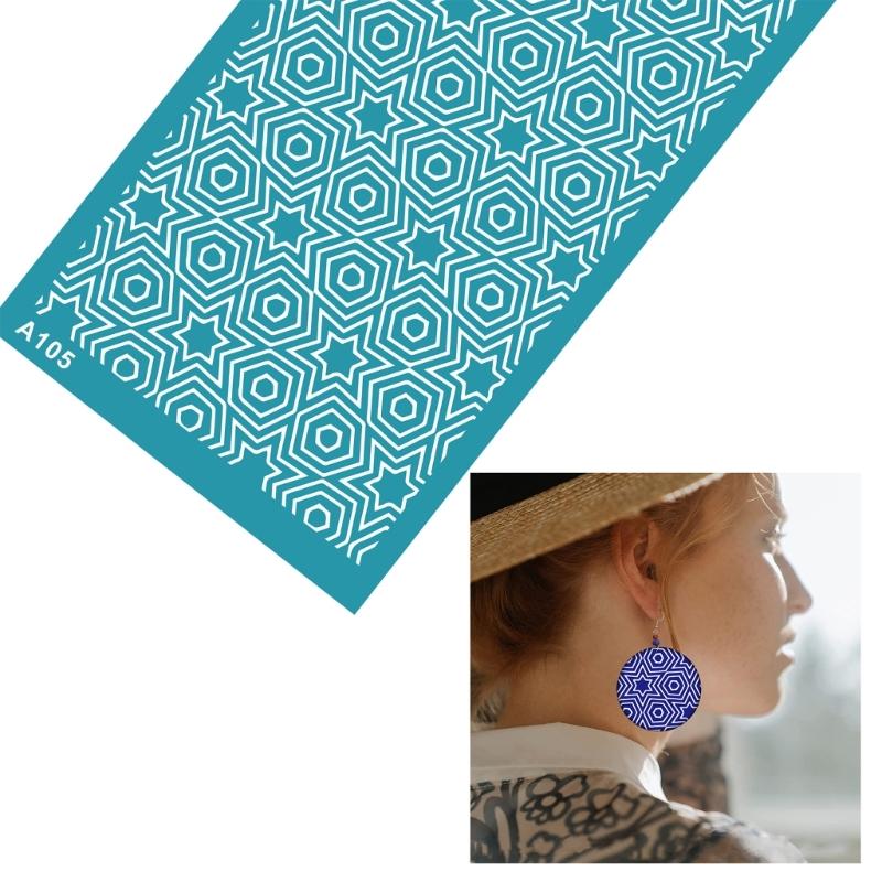 Clay Templates Flower Style No-Adhesive Silk Screen Printing Templates Reused Templates Transfer for Earring Making