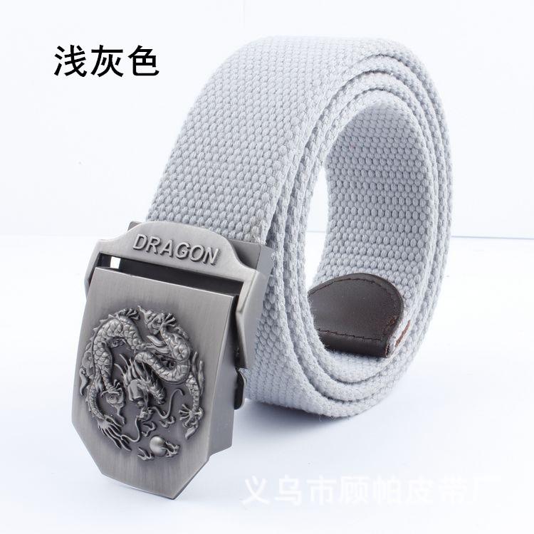 

Чоловічий потовщений тканий повсякденний ремінь із автоматичною пряжкою Dragon Alloy Повсякденний ремінь Trend світло-сірого кольору