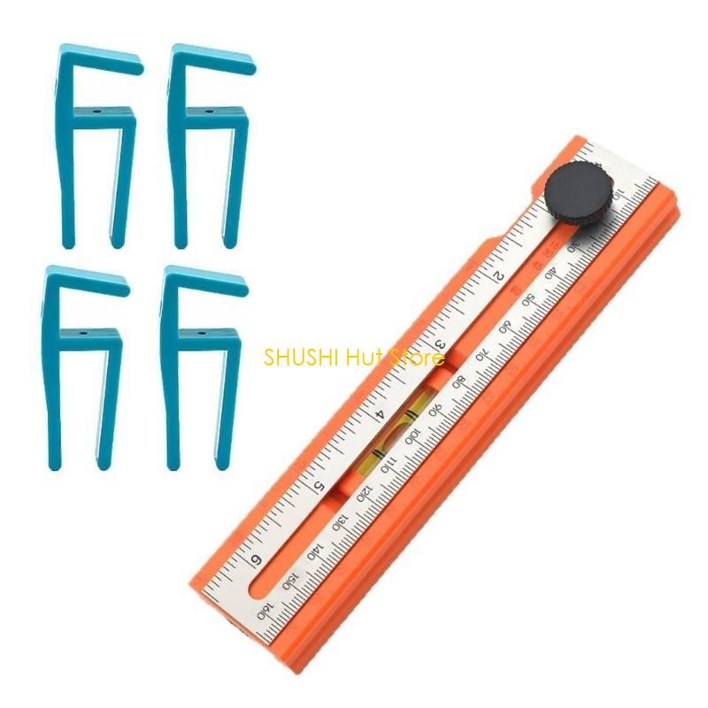 Adjustable Multifunctional Ruler Woodworking Protractor Level Measure Tool With Depth Gauge Accessories D57B