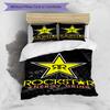3pcs Rockstar logo pattern bedding set duvet cover set includes duvet cover &pillowcases, perfect all season bedroom decoration & gift