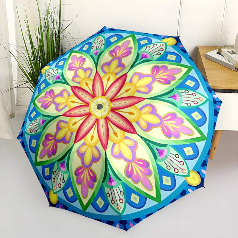 1pc Mandala Artwork Umbrella Portable Home Essential Umbrella Folding Umbrella Durable Iron Frame yy251128044