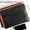 Large Capacity File Organiser Documents Pouches Magnetic Snap Closure Water Resistant Leather Document Folder For Office