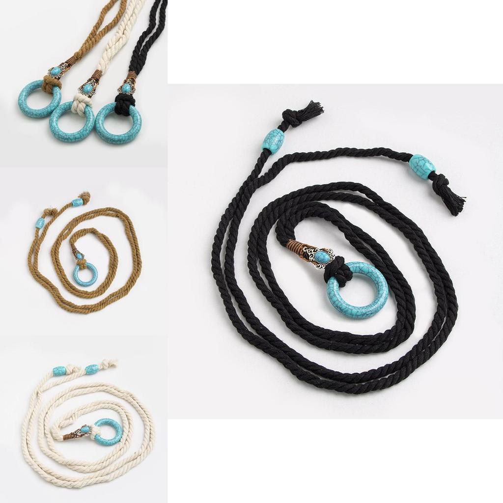 Bohemian Style Waist Rope With Tie Knot Closure For Casual Summer Outfits