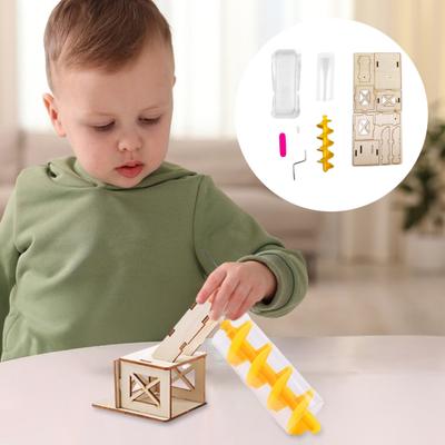 DIY Archimedes Screw Water Lifter Wooden STEM Science Kit for Kids Hand-Crank Hydraulic Engineering Model Educational Physics Experiment