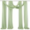 4PCS Sage Green Chiffon Wedding Table Runner,Chair Sashes Gauze Sheer Vintage Dining Birthday Party FestivalCake Table Decor