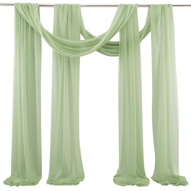 4PCS Sage Green Chiffon Wedding Table Runner,Chair Sashes Gauze Sheer Vintage Dining Birthday Party FestivalCake Table Decor