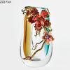 Blue Gradient Color Hollow Glass Vase Desk Decoration Flowers Arrangement Floral Relief Transparent Vases Room Aesthetic Decor