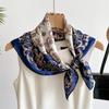 New floral small square scarf simulation silk scarf headscarf women's spring and summer scarf printed neck protection scarf professional scarf