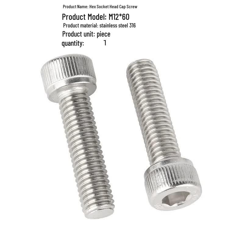 Baizhou M12x60mm 316 Stainless Steel Hex Socket Head Cap Screw