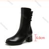 Fashion 2025 Autumn Winter New Cotton Short Boots for Women Chunky High Heeled Round Toe Side Zipper Botas Feminina Black Beige Botines