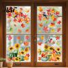 Klassenzimmer Herbst-Thema Dekorationen Herbsternte Fensteraufkleber, Sonnenblume Ahornblatt Kürbis Vogel Statische Klebefolien, Innen-Feiertagsdekorationen Wiederverwendbar