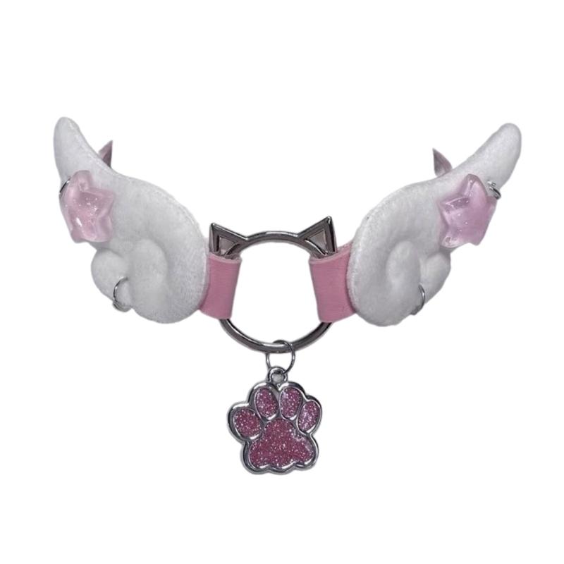 Grunge Jewelry Cat Claw Choker Punk Charms Wings Cross Pendant Necklaces for Women Goth Accessories Korean Fashion Necklaces