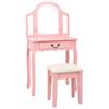 Day and Night - Day and Night Dressing Table and Stool Paulownia Wood and Pink MDF 65x36x128 Cm