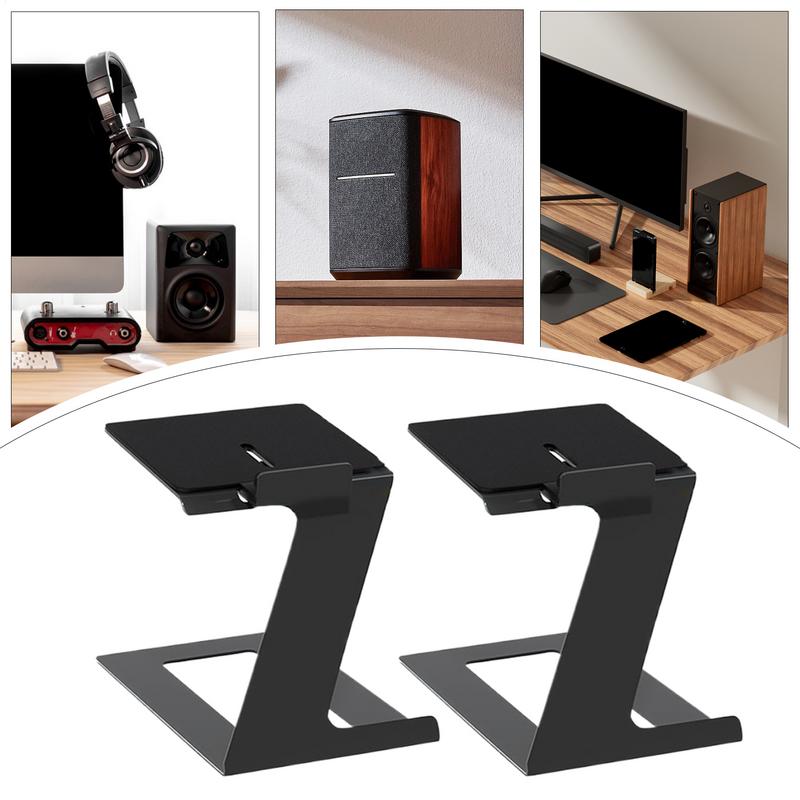 Desktop Speaker Stand Incline Design Metal with Vibration Absorption Pad for Game Room Bookshelf Bedroom Office Living Room