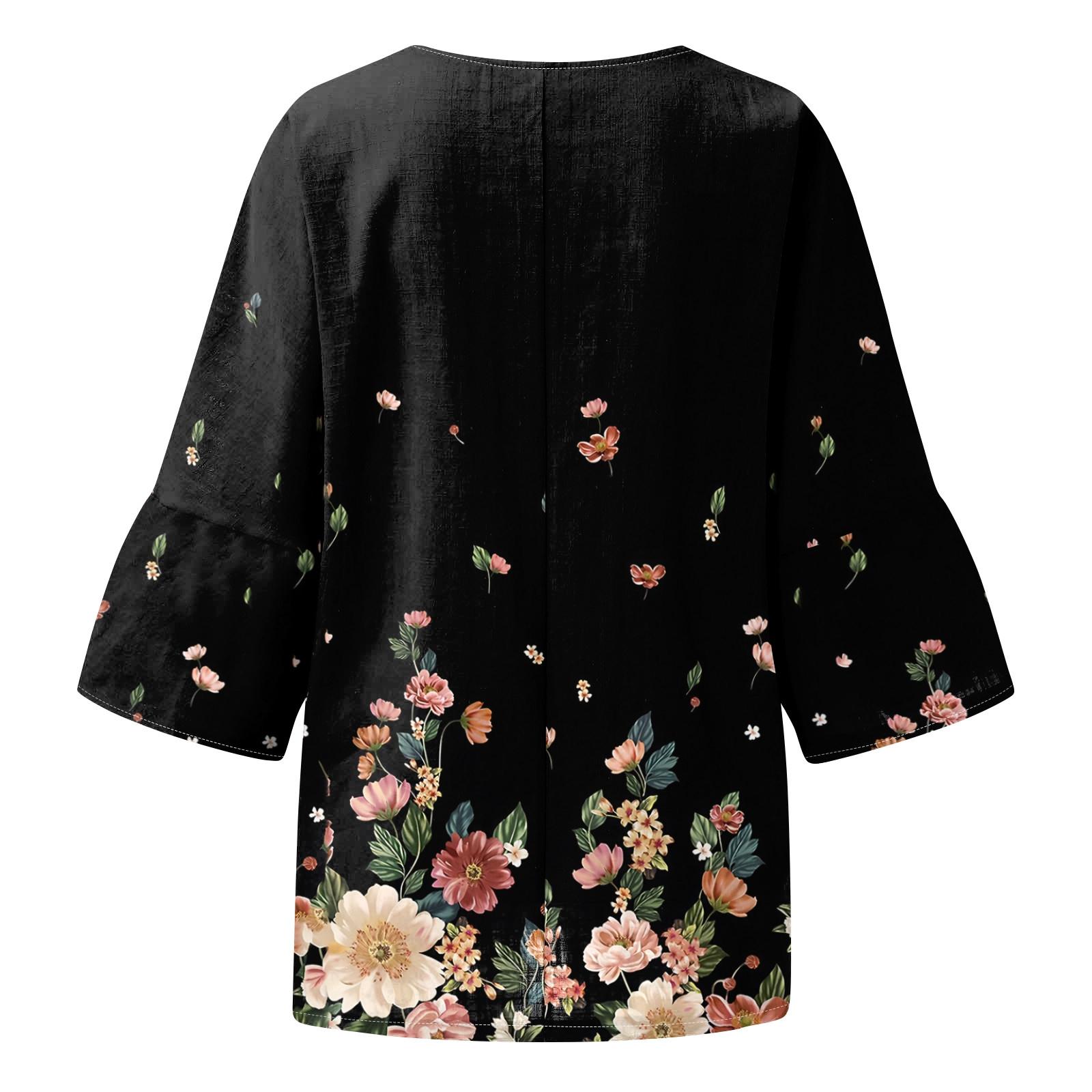 Женская мода с рукавом семь четвертей и круглым вырезом с принтом — фото 5