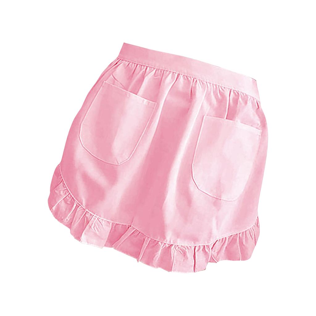 Grembiule da vita vintage da donna con tasche, design arricciato e fronzuto, costume da cameriera e cameriera, mezzo grembiule per cucina e pasticceria