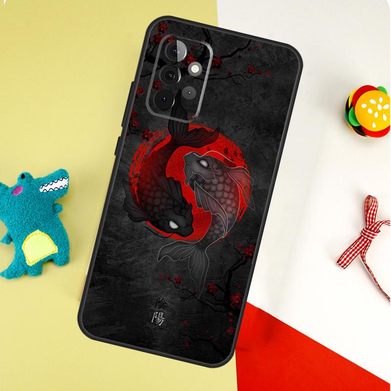 Koi Fish Yin Yang Art For Samsung Galaxy A55 A35 A15 A54 A34 A14 A53 A33 A13 A05 A06 A16 A22 A32 A52 Phone Case