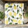 1Pc Lemon And Floral Shower Curtain - Polyester Fabric, Machine Washable, With Hook, Suitable For Bathroom Decoration