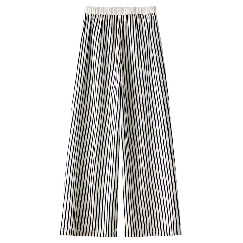 White Striped Wide Leg Women's Slimming Pants - New Summer 2025 Collection