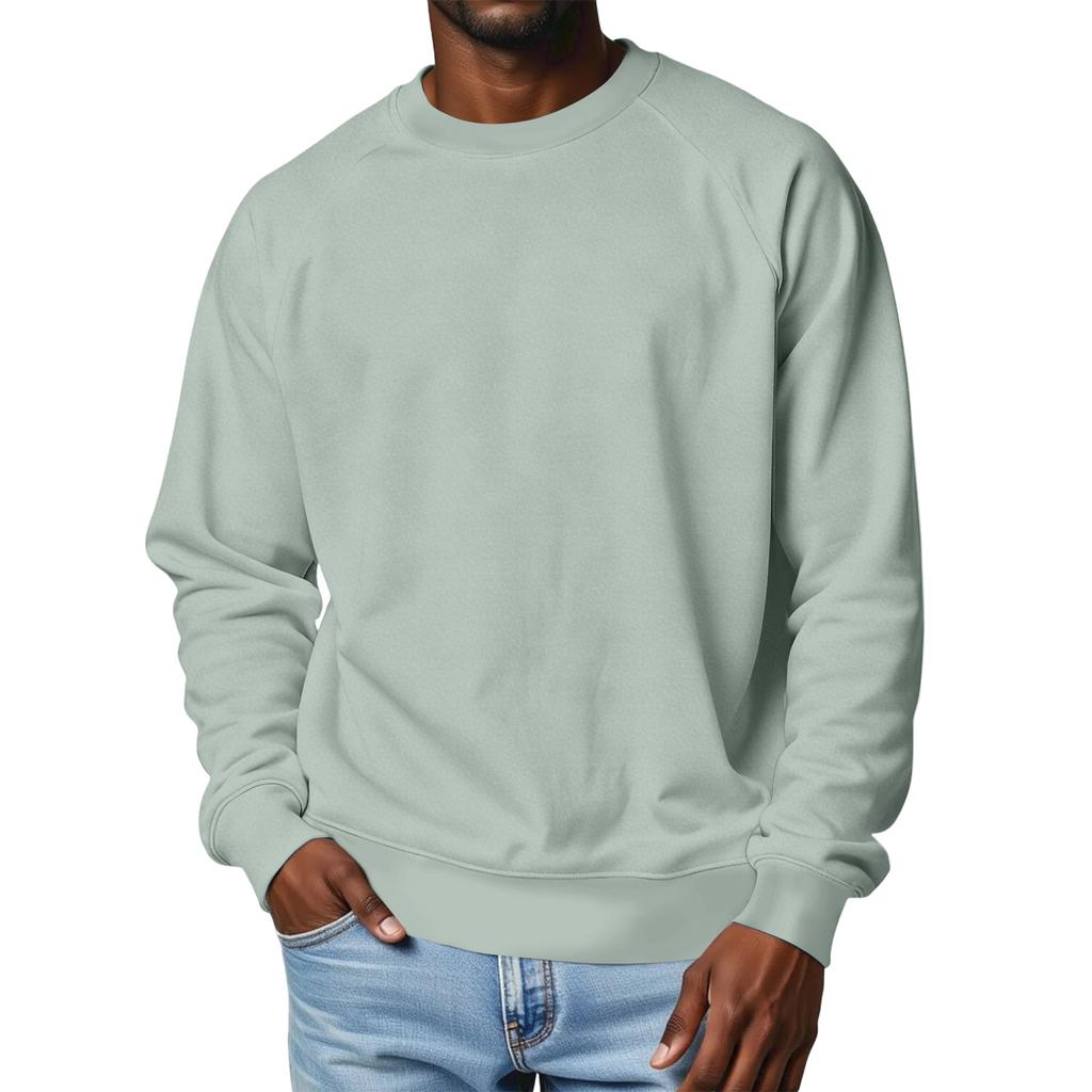 Men's Round Neck Fleece-Lined Thick Solid Color Sweatshirt