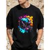 Men's Black Short- Sleeve T- Shirt with Vibrant American Football Helmet Design- Trendy Round Tee for Sports Fans, Lightweight & Breathable Summer Top