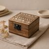Wooden Box Whitewashed Slavic Design 10x10x6 Cm