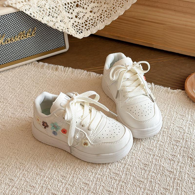 

Girls Spring Flower Low Top Canvas Shoes Soft Sole Anti Slip Toddler Kids Casual Sneakers size 31 білий