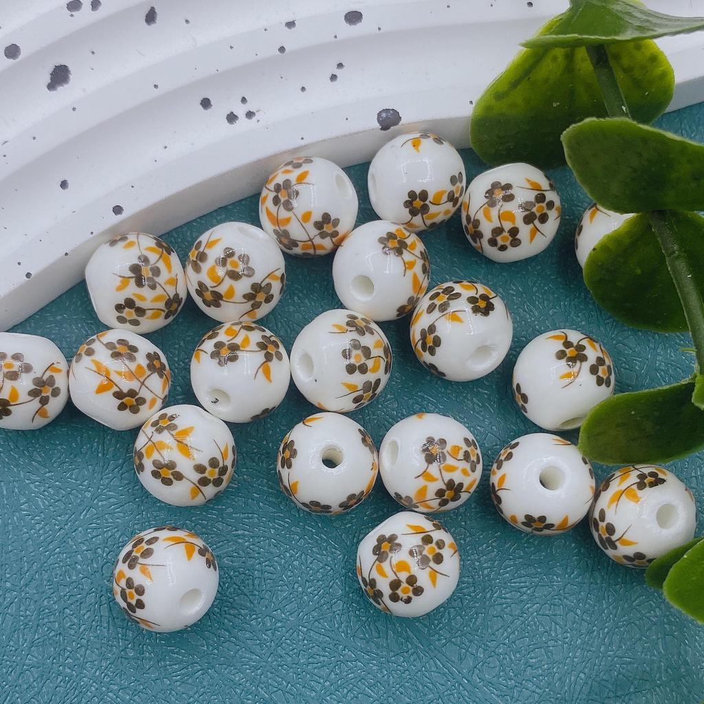 12mm Handmade Ceramic Round Beads for DIY Projects and Knot Decorations